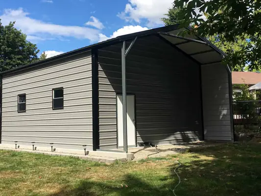 Enclosed building with an attached lean-to