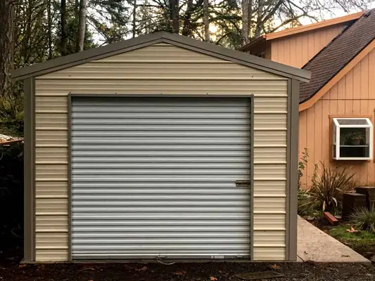 Tan single-door garage
