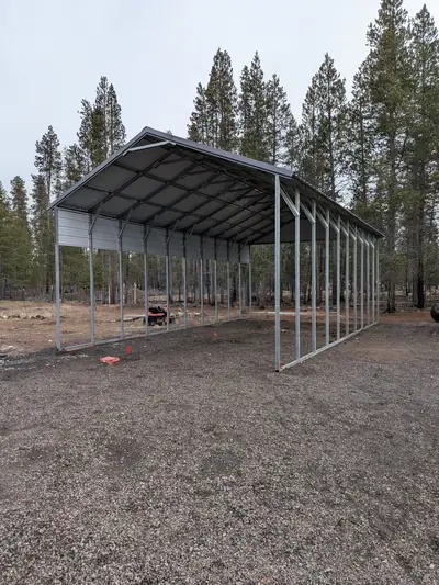 All-steel carport, front view