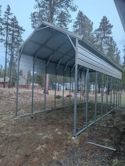 35-foot prefab metal carport for RV and trailer parking