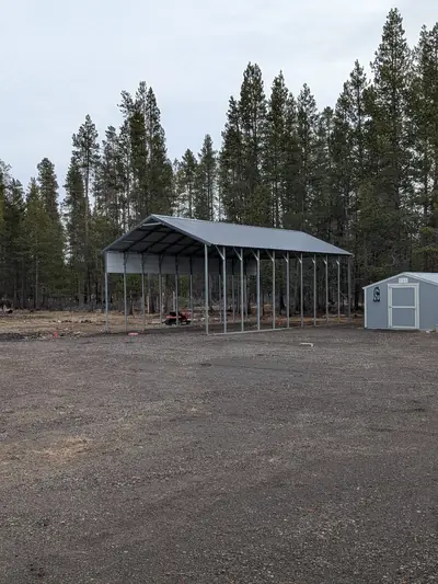 20x40 steel carport, wide view of the finished site